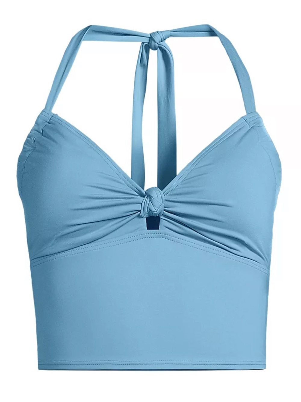NWT Lands’ End Women’s Washed Blue Silver Knot Front Halter Tankini Top
